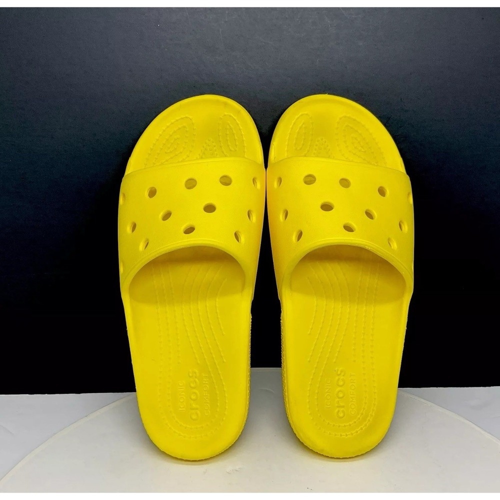 Crocs Sandals Women 7 Men 5 Classic Slide‎ Yellow Iconic Comfort 206121